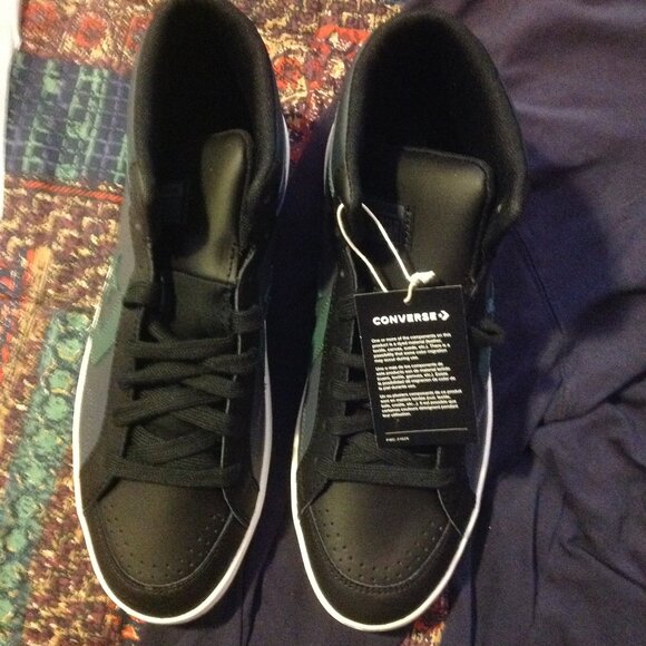 Converse Men's Pro Blaze Black & Blue Leather & Suede Mid Sneakers -11.5 - NIB - Picture 2 of 11